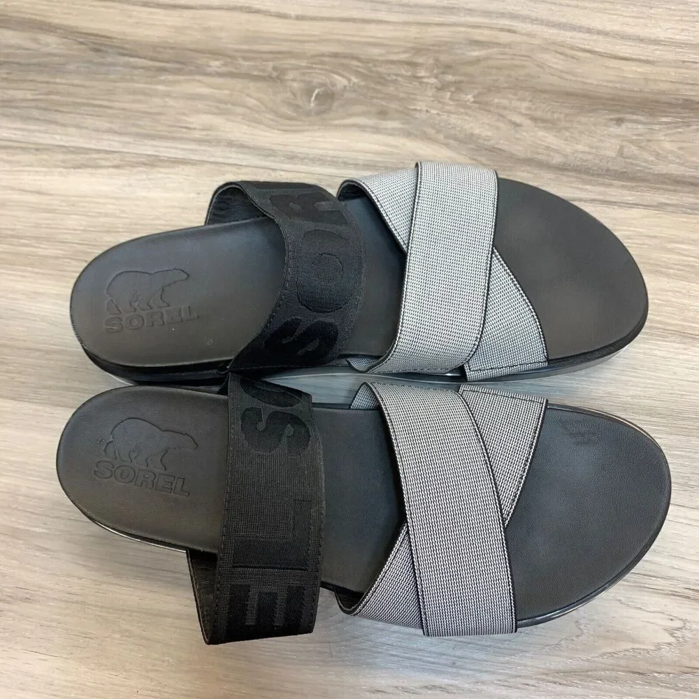 SOREL Women’s Roaming Sport Slide Sandals Black White Size 11 Shoes‎
